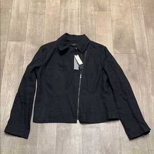 Womens NWT‎ Talbots 100% Moto Full Zip Lightweight Black Casual Jacket